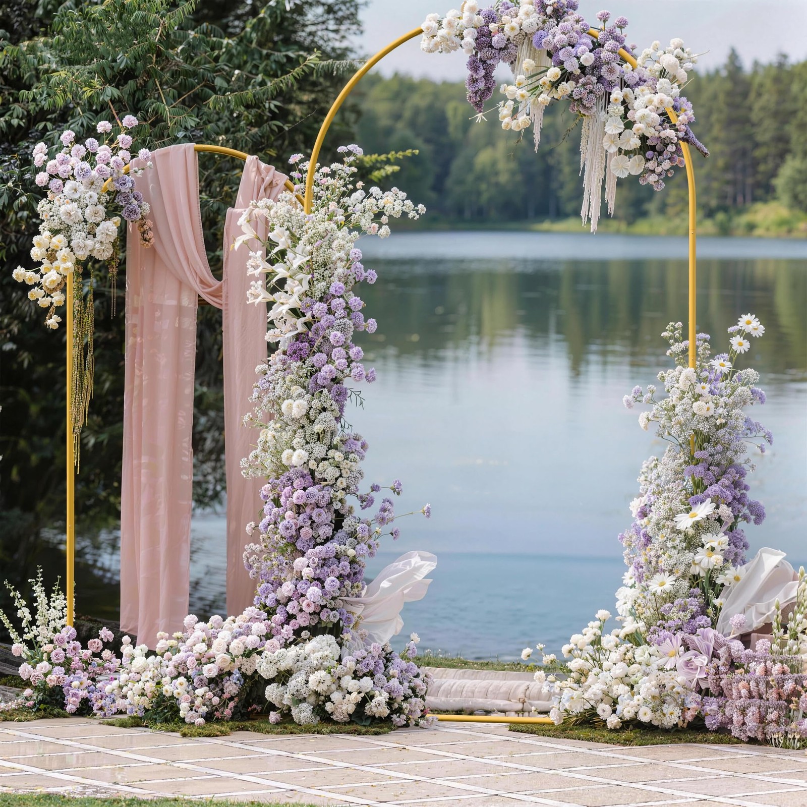 7.2FT+6FT Arch Wedding Arch Backdrop Stand, Heavy Duty Metal Arch Frame for B…