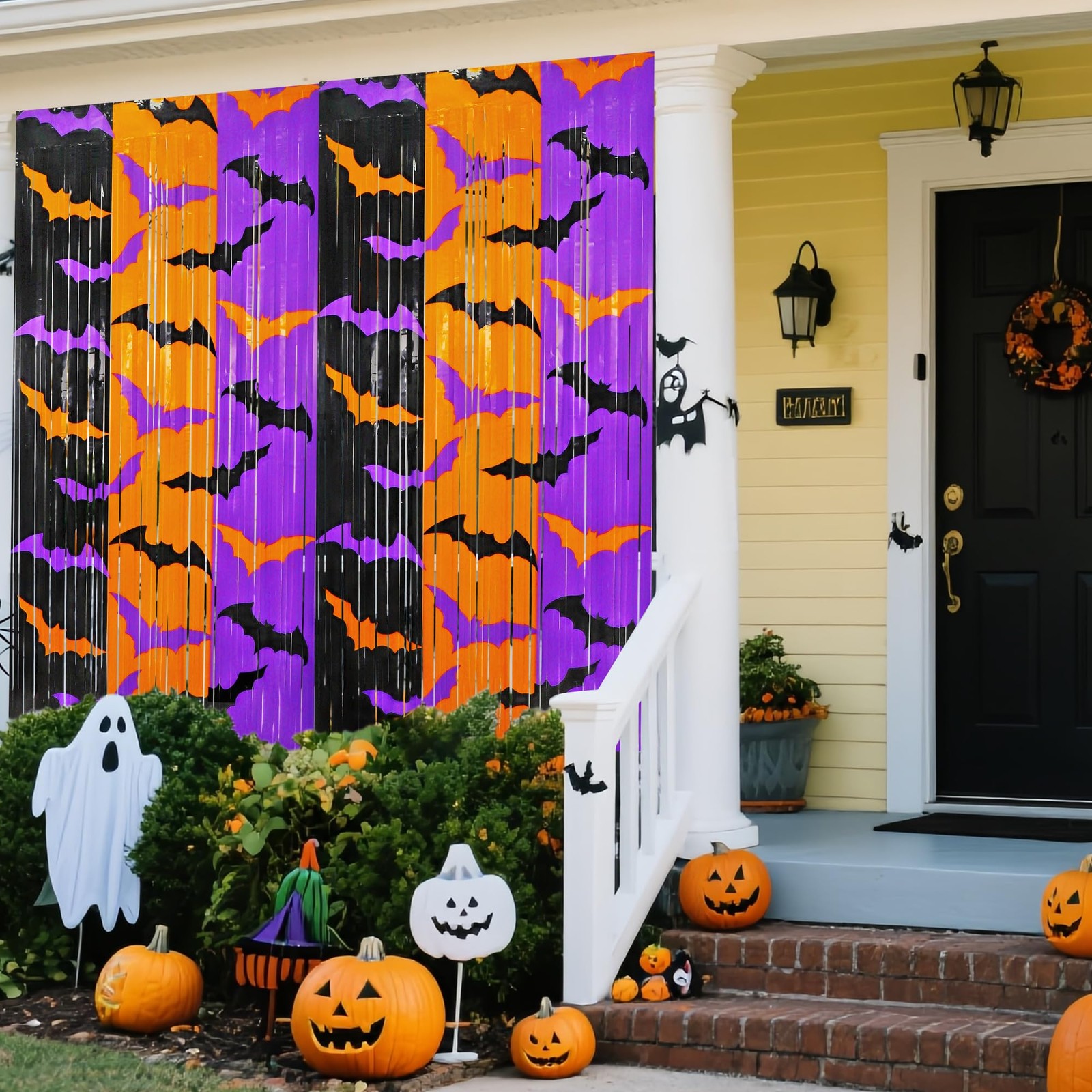 Halloween Party 3.3 feet by 6.6 feet, glittery-orange purple black