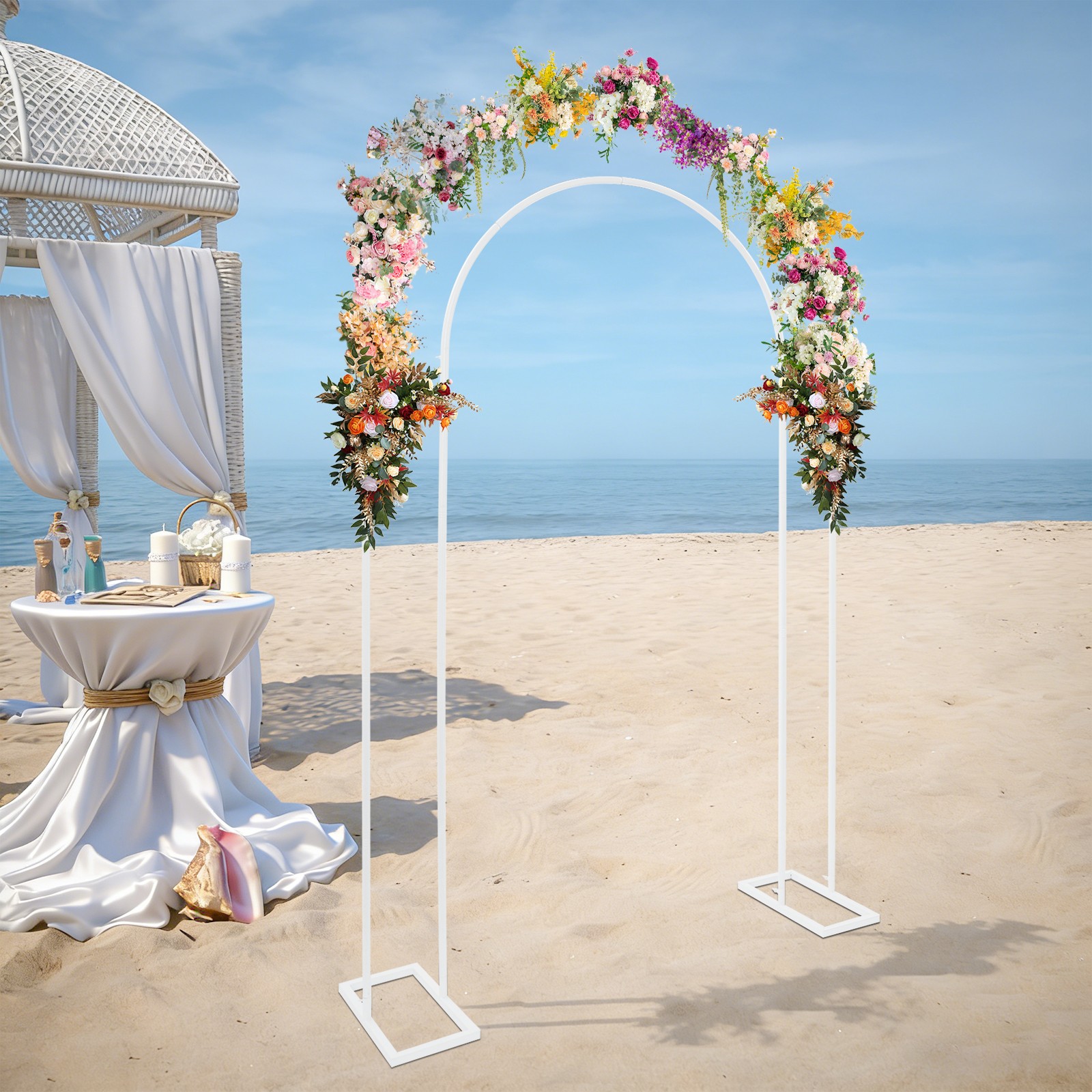 Arch Backdrop Stand,White Wedding Arch Backdrop Stand, Metal Arch Backdrop Stand