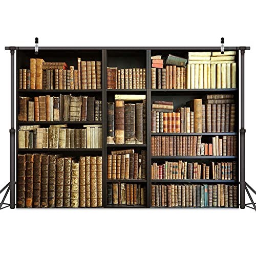 Bookshelf Backdrop Library Modern Retro Bookcase Photography 7X5FT Brown