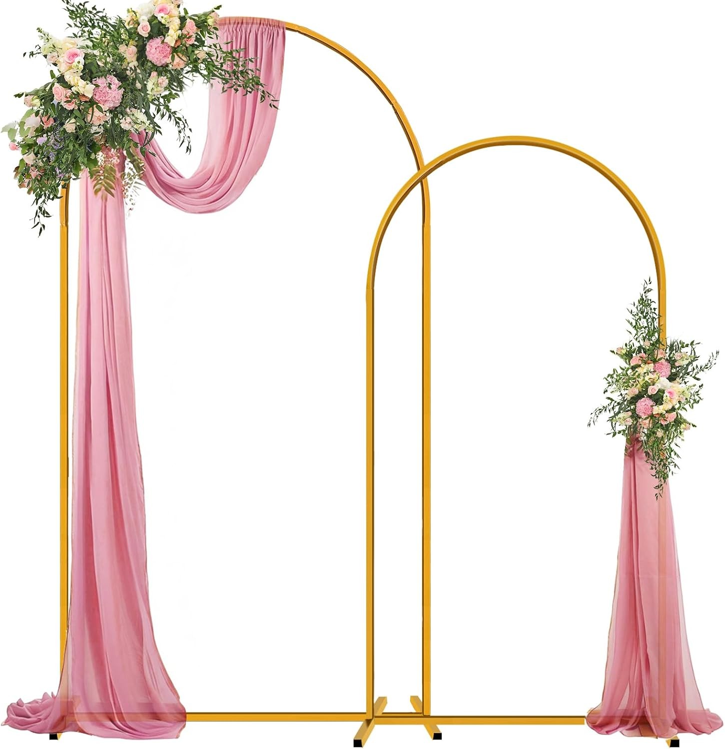 Arch Backdrop Stand Set of 2 7.2ft & 6ft Metal Arch Frame W/ Ground Stakes Party