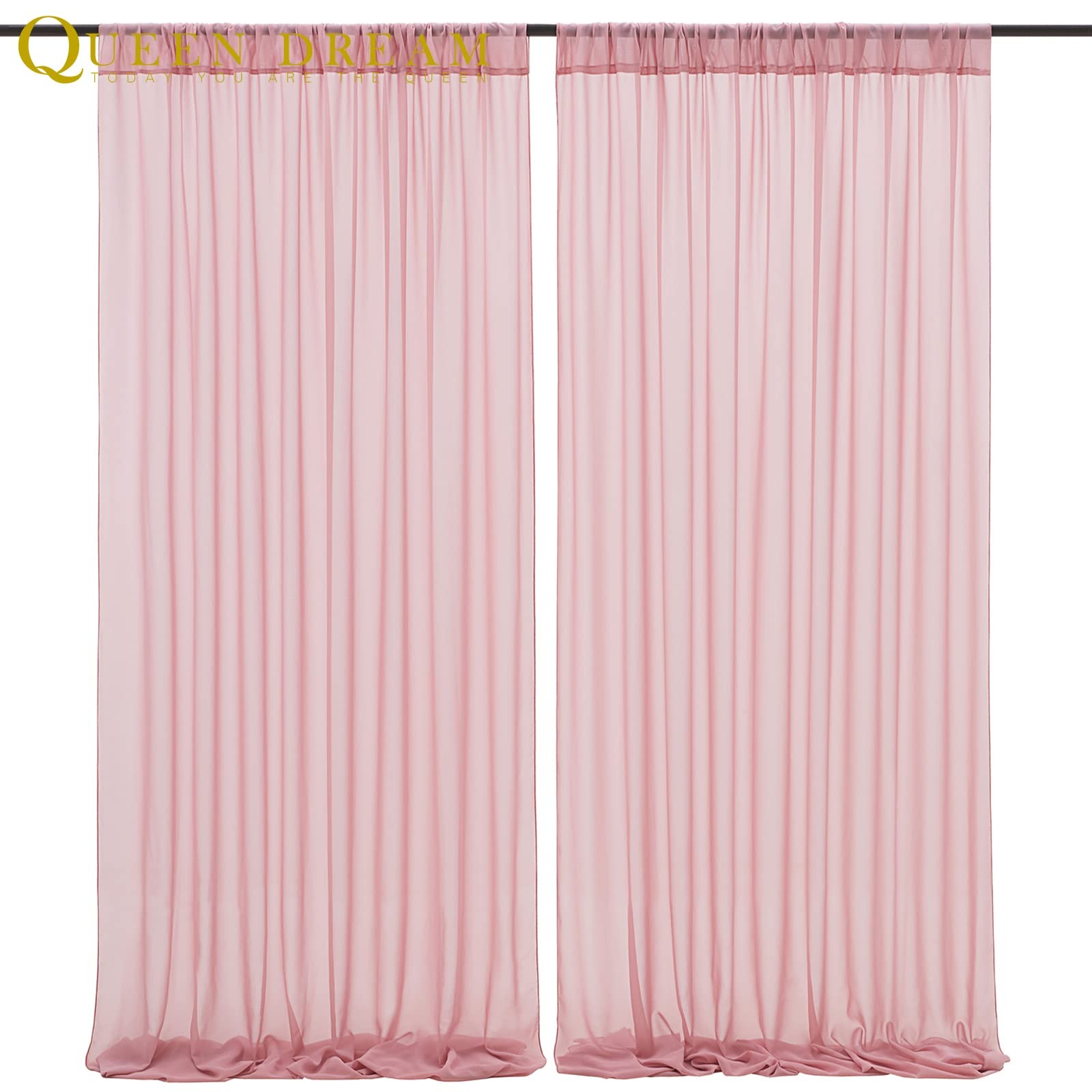 10×10 ft Backdrop Curtain Dusty Rose Chiffon Background Drapes Party Decor