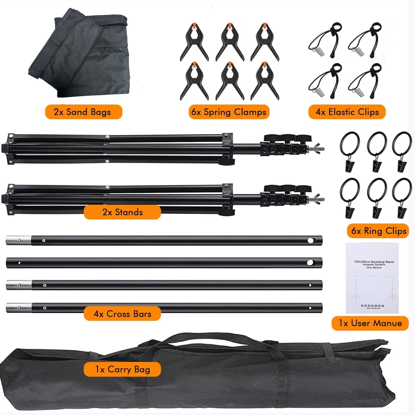 Backdrop Stand, Photo Video Studio 8.5 x10ft Adjustable Background Support Sy…