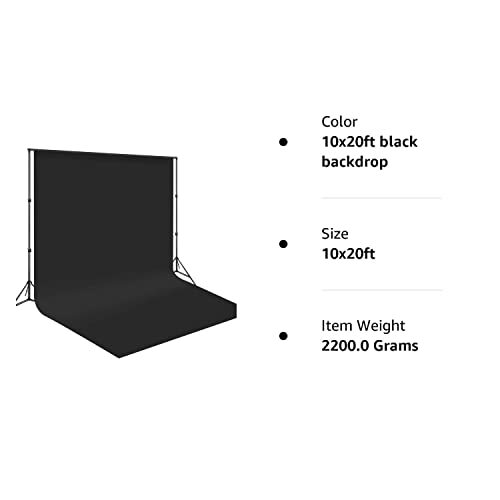 10x20ft Black Backdrop Background for Photography Black Backdrop Screen 3mx6m…