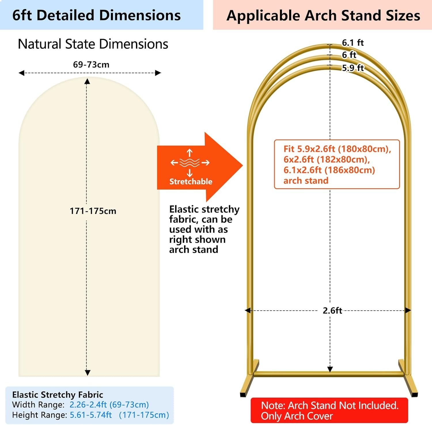 Elegant Light Beige Spandex Arch Backdrop – 7.2 ft & 6 ft for Celebrations