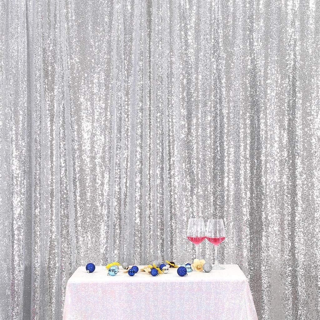 6×6 Ft Glittering Silver Sequin Backdrop for Weddings, Parties & Celebrations