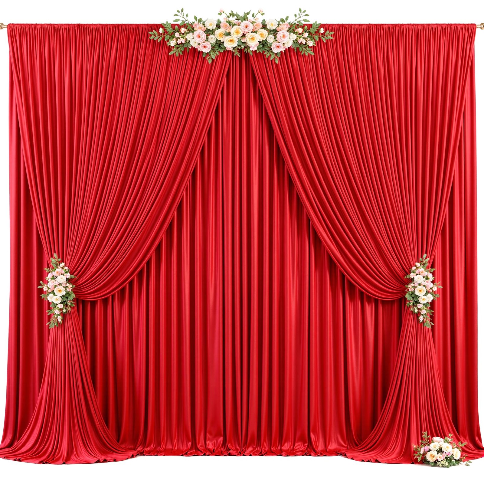 20ft x 12ft Red Backdrop Curtains Wrinkle Free Wedding Party Drapes Cloth Set
