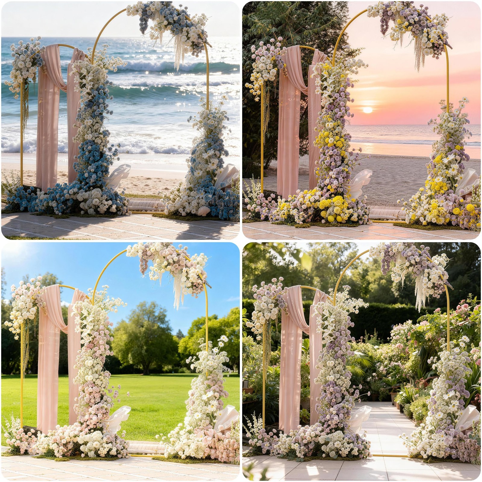 7.2FT+6FT Arch Wedding Arch Backdrop Stand, Heavy Duty Metal Arch Frame for B…