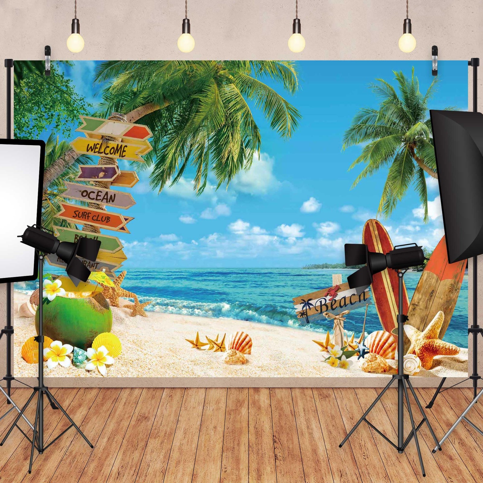10x8ft Polyester Fabric Summer Beach Backdrop Tropical Seaside Background Isl…