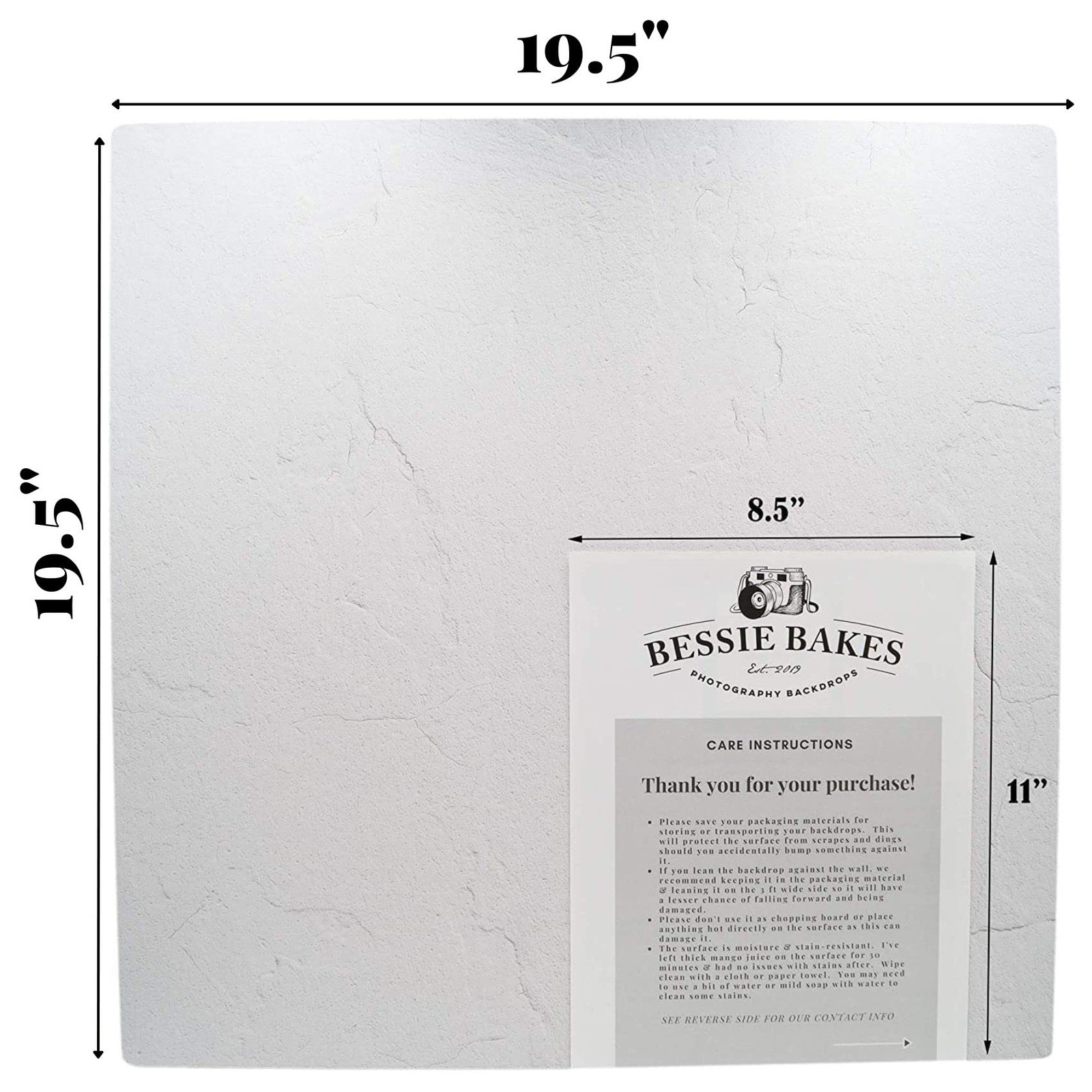 Photography Backdrop White Textured Replicated 19.5×19.5 Inch Square 3mm
