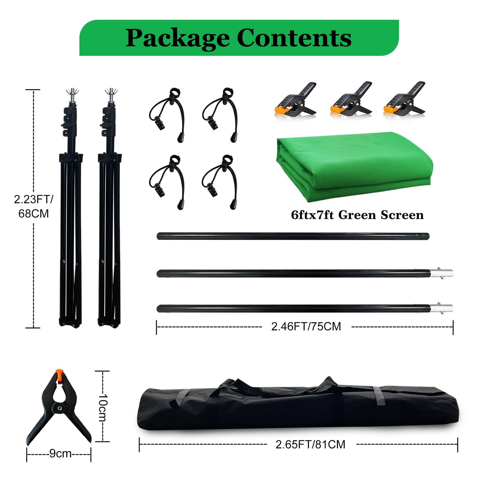 2 in 1 Green Backdrop Stand Kit, 10×8.5 ft Portable Dual Rod Stand kit with 8…