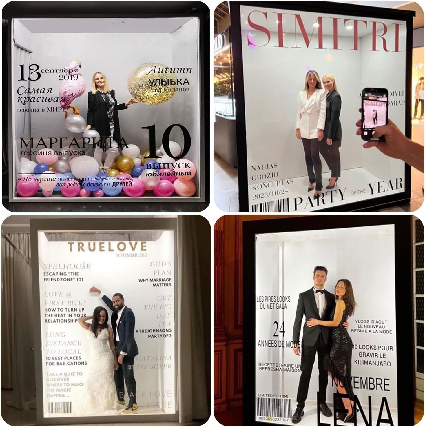 Magazine Photo Booth Box Wedding Photography Background with LED Light for Party