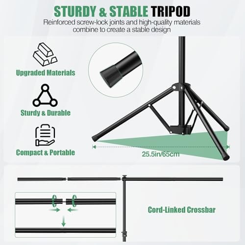 Black Backdrop Kit, 5×7ft Portable Black Photo Background with 5x7ft black