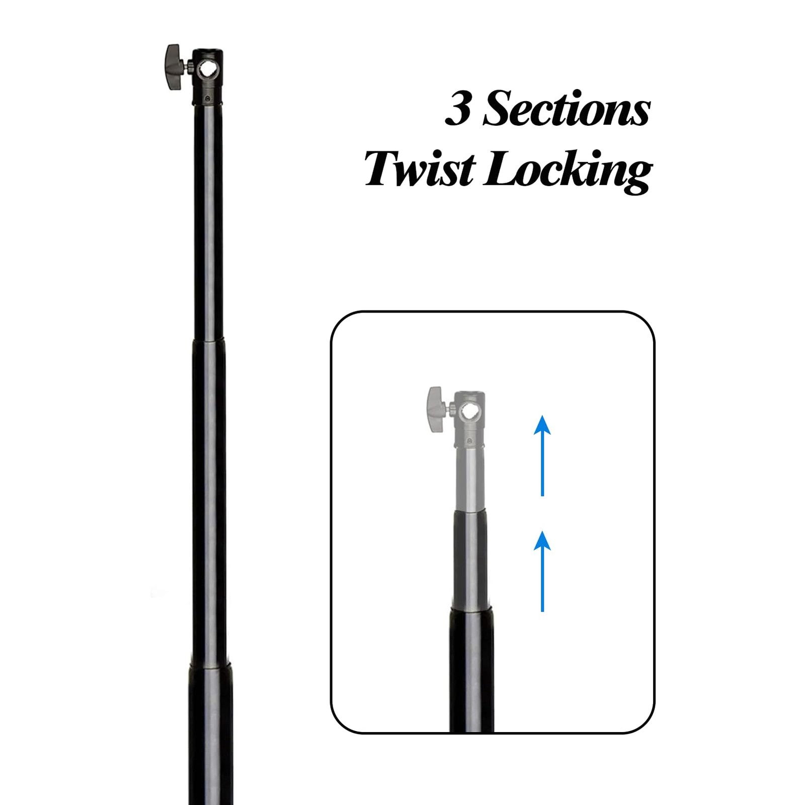 10 ft Backdrop Stand Aluminum Alloy Telescopic Crossbar, 3 Sections Twist Loc…