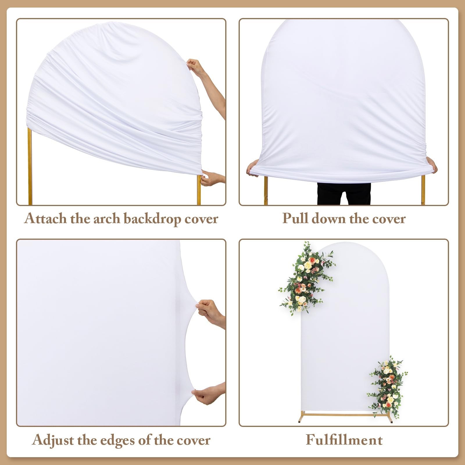 Toolterritary Set of 3 Metal Arch Backdrop Stand with 7.2ft+6.6ft+6ft, White