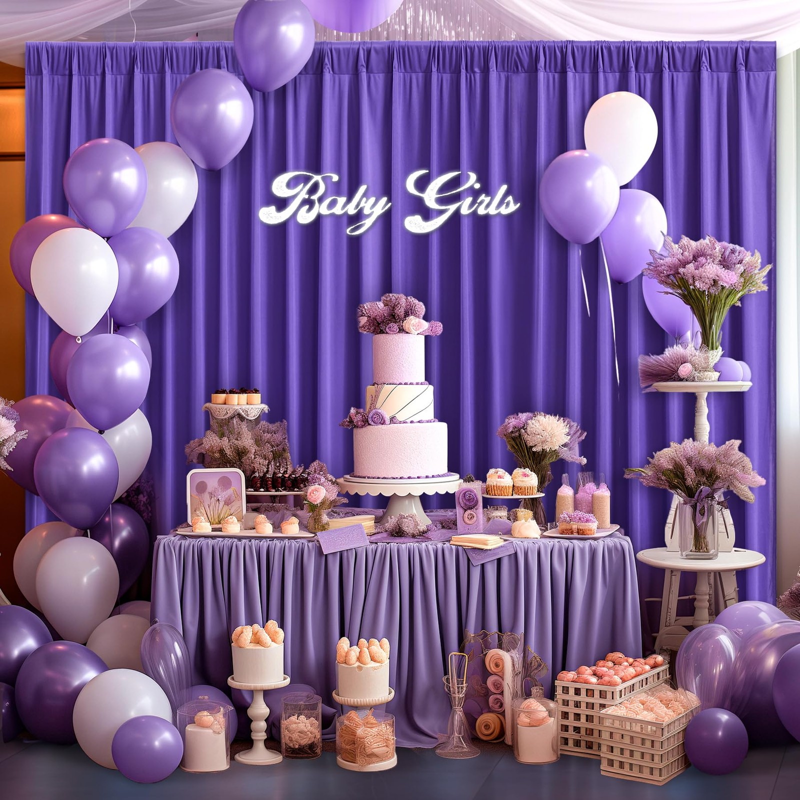 8x10FT Dark Purple Backdrop Curtains for Wedding Parties, Free Polyester Phot…