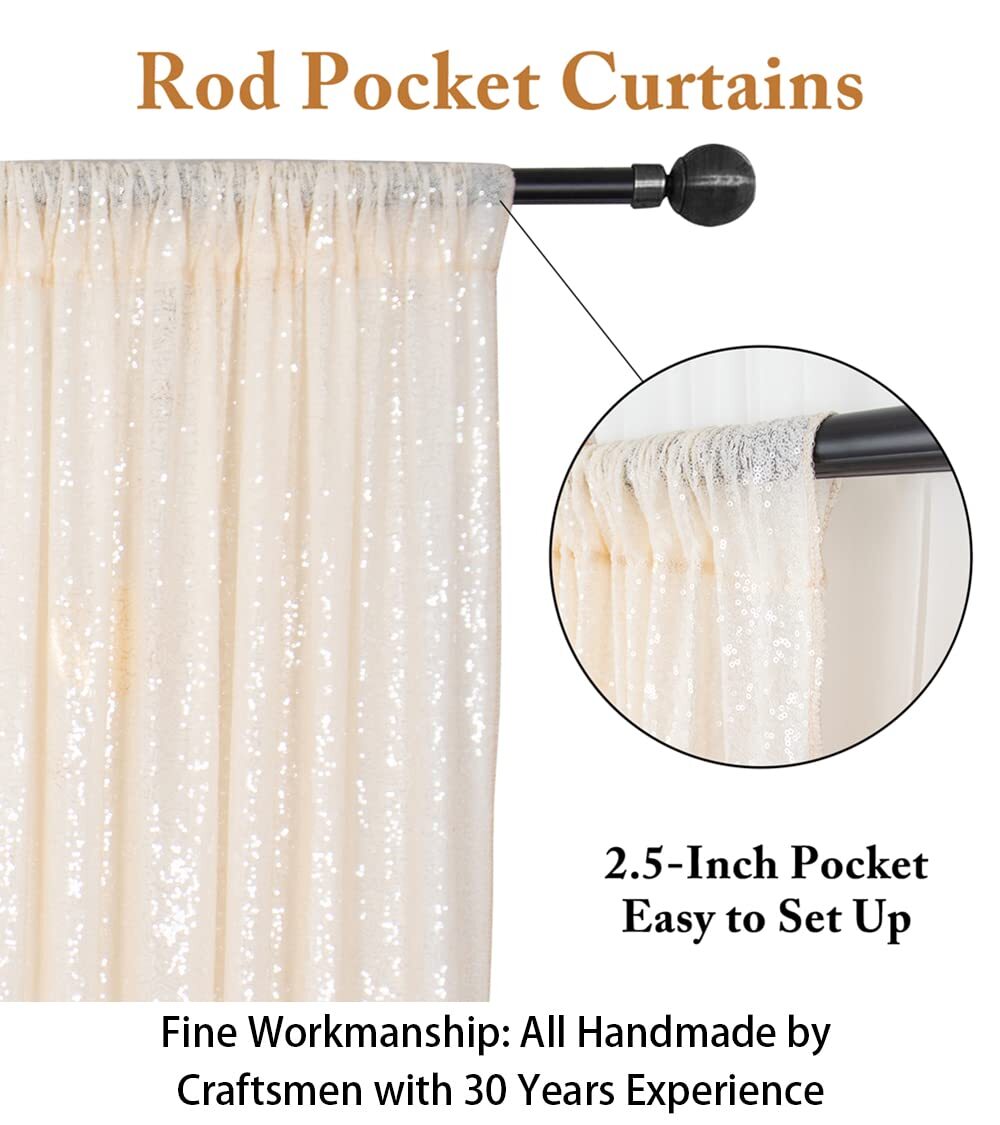 4FTX6FT Ivory Beige Sequin Photo Backdrop Wedding Photo Booth Glitter Curtain