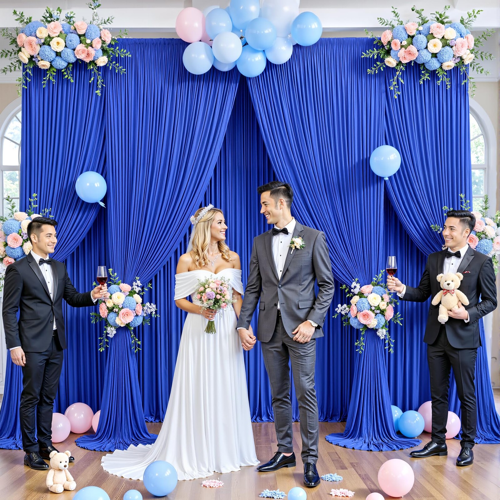 50ft x 12ft Royal Blue Backdrop 50FTx12FT (W5’xH12′, 10 Panels),