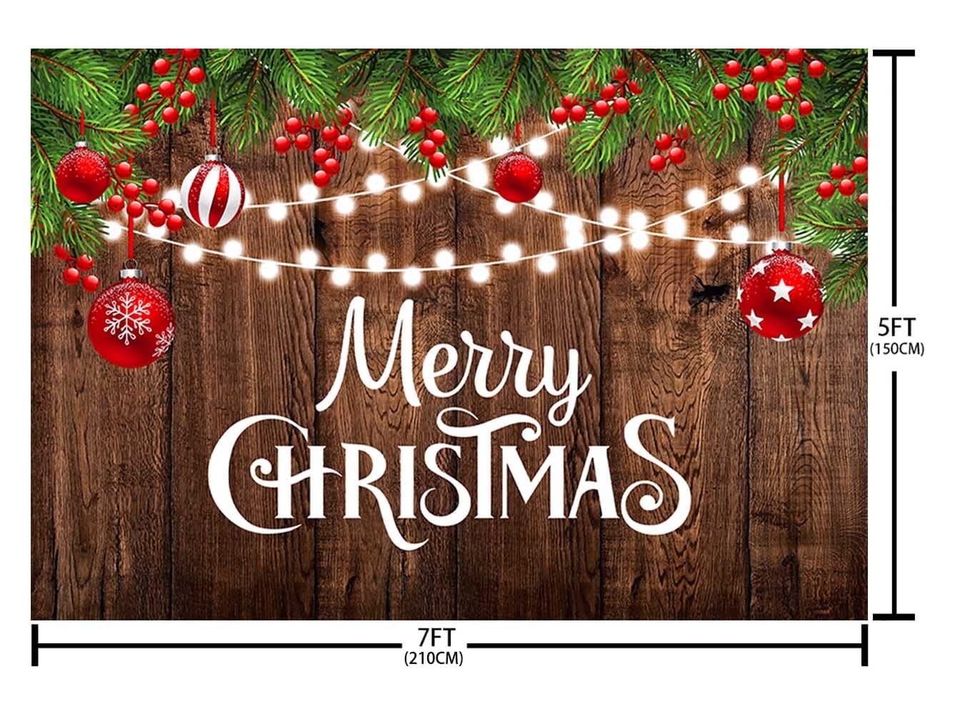 7x5ft Merry Christmas Backdrop Rustic Wooden Xmas Decorations Photography Bac…