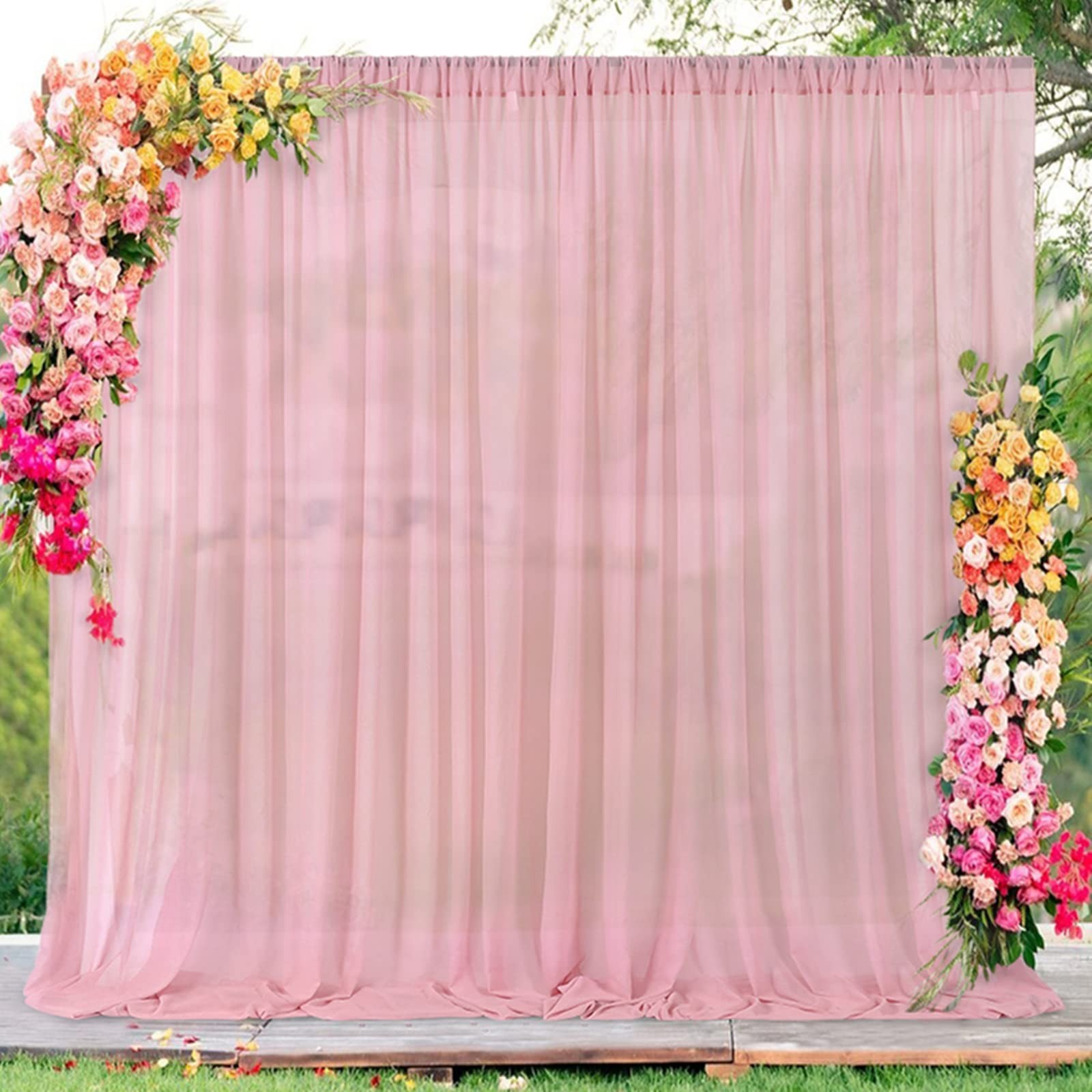 10×10 ft Backdrop Curtain Dusty Rose Chiffon Background Drapes Party Decor