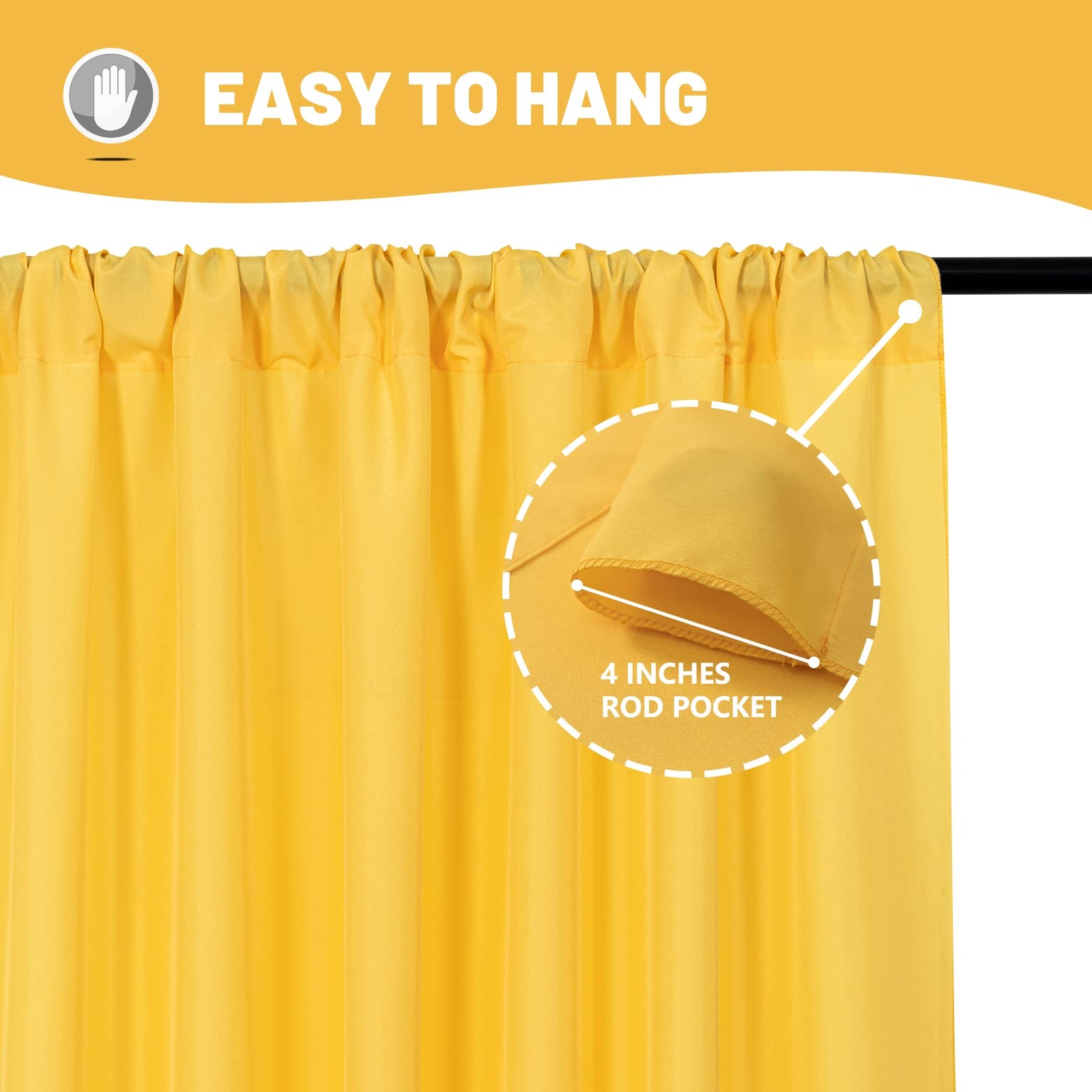 Yellow Backdrop Curtain for Parties Rod Pocket Yellow Curtains Photography Ba…