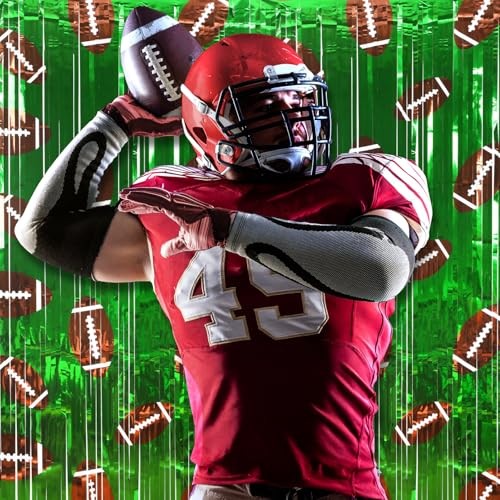 Pack Football Party Decorations Photo Props 3.3×6.6 ft Football Foil Fringe 2