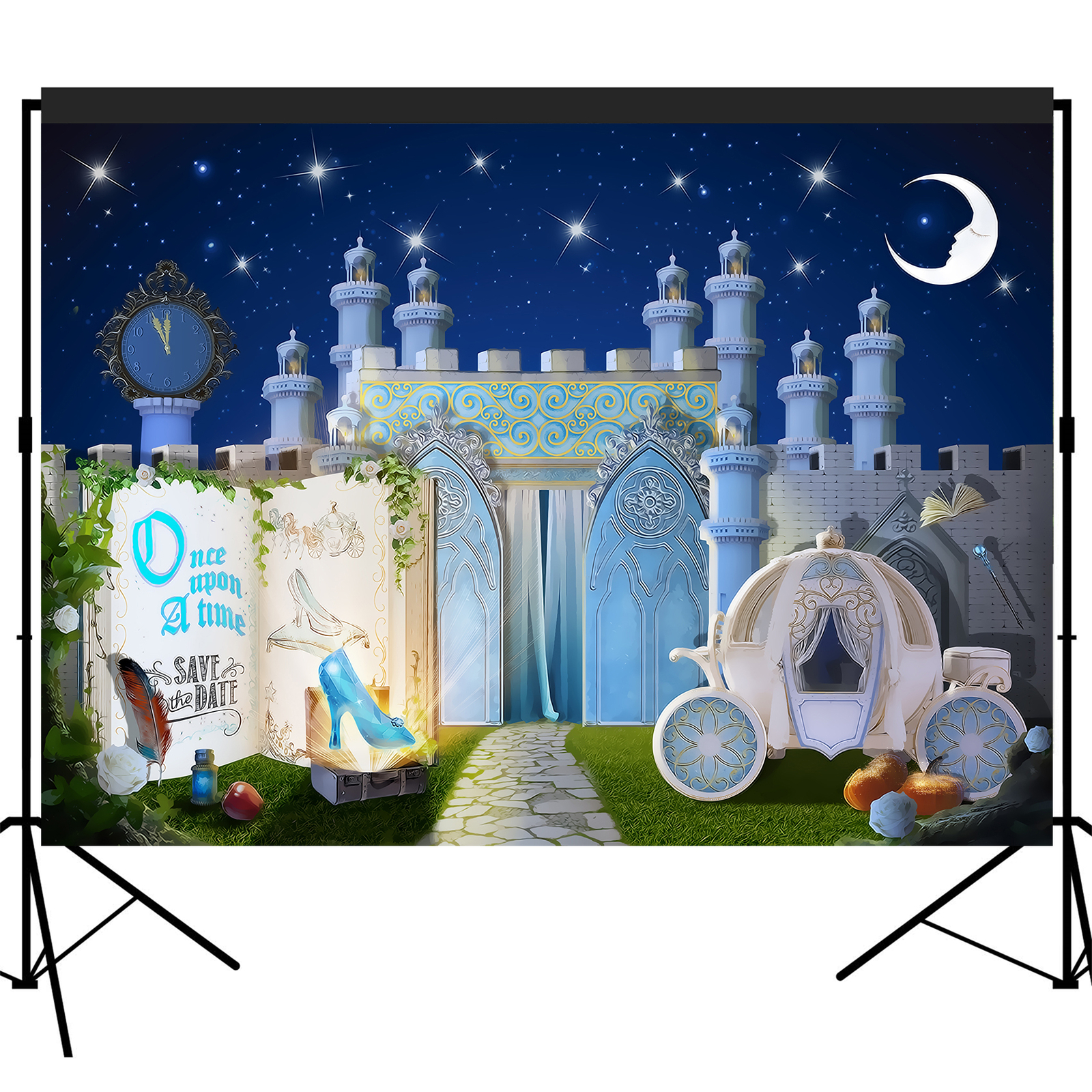 Fairytale Storybook Princess Castle Night Party Backdrop Scene Setters 7×5 feet