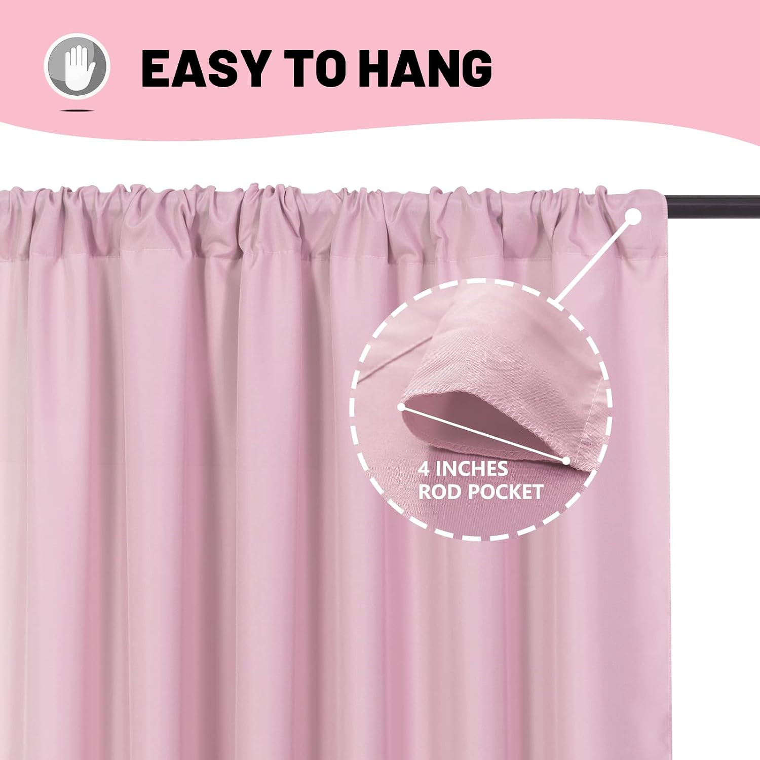 Pink Backdrop Curtain for Parties Rod Pocket Pink Curtains Photography Backdrop