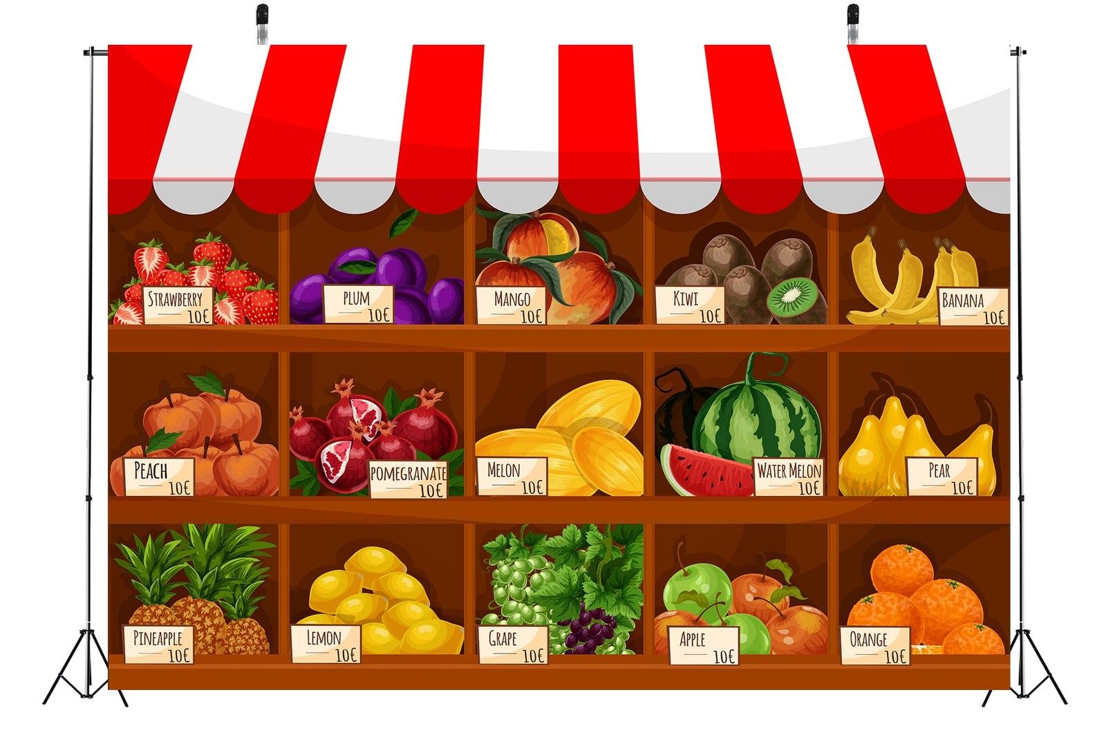 5x3ft Fabric Summer Fresh Fruit Shop Supermarket Theme Party Backdrop