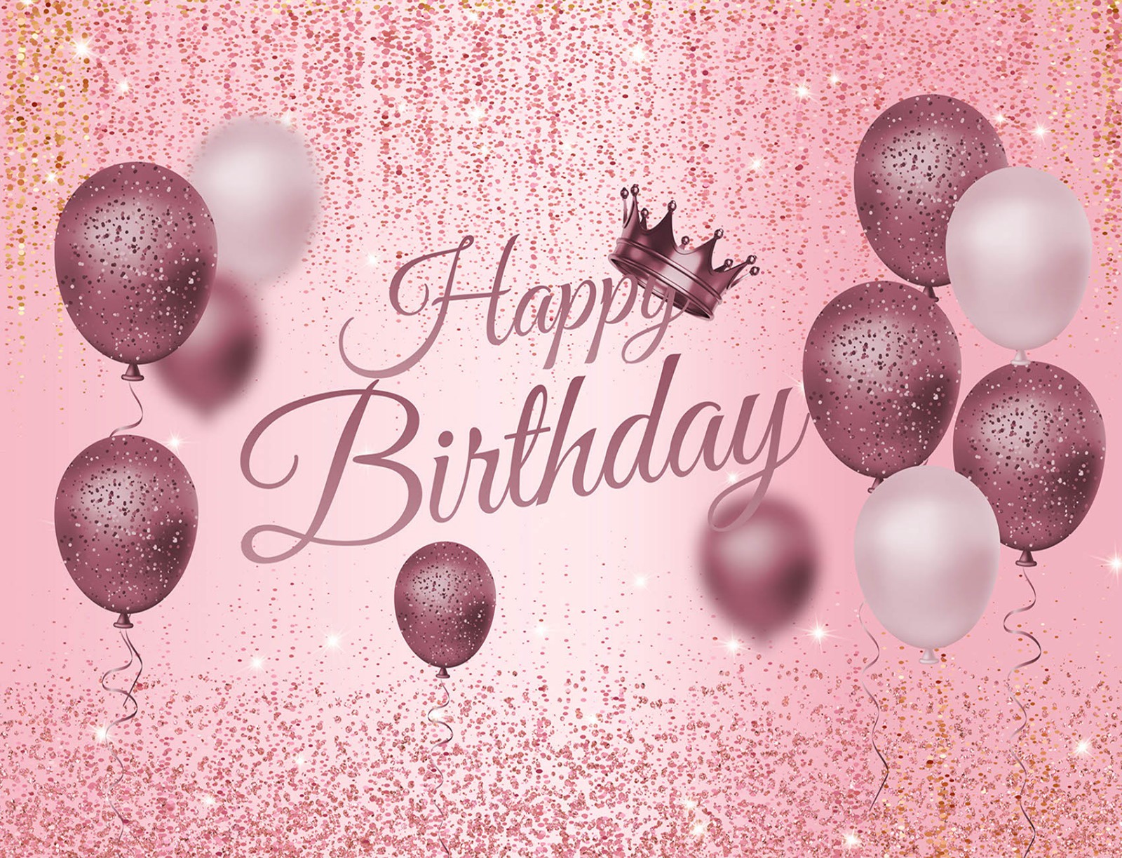 10x8ft Gold Pink Balloon Happy Birthday Backdrop Photo Background Banner Party