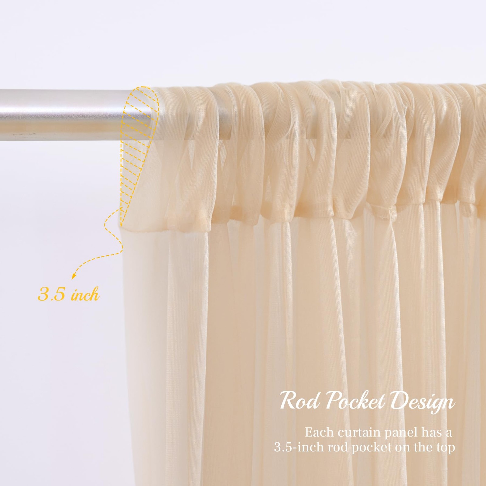 10x10ft Champagne Tulle Backdrop Curtain with Lights String for Parites, Shee…