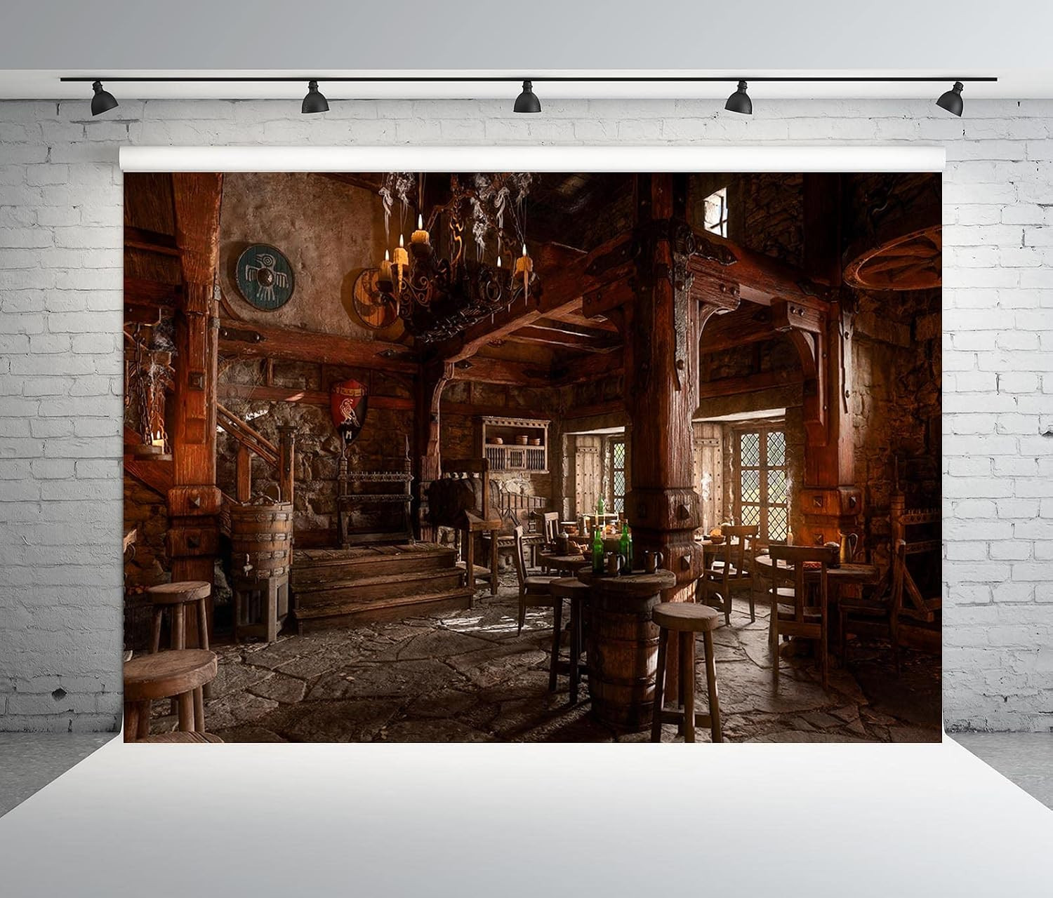 7X5Ft Fabric Medieval Tavern Inn Bar Backdrop for Photography Ancient