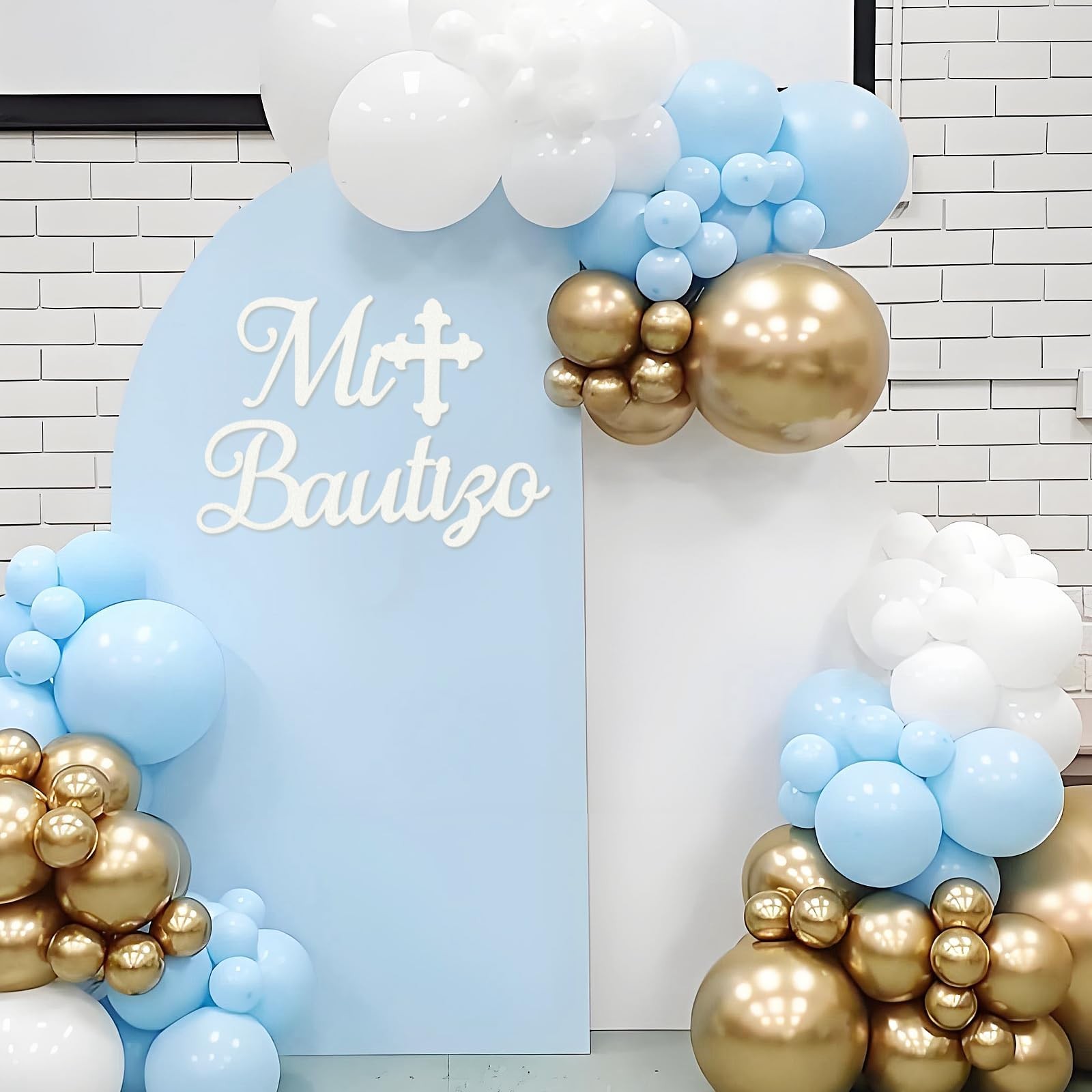 MASTRON Mi Bautizo Sign for Backdrop – White Felt Mi Bautizo Decal Baby Showe…