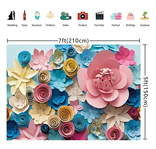 Paper Flower Backdrop for Mother’s Day Colorful Flowers Paper Wall Photography