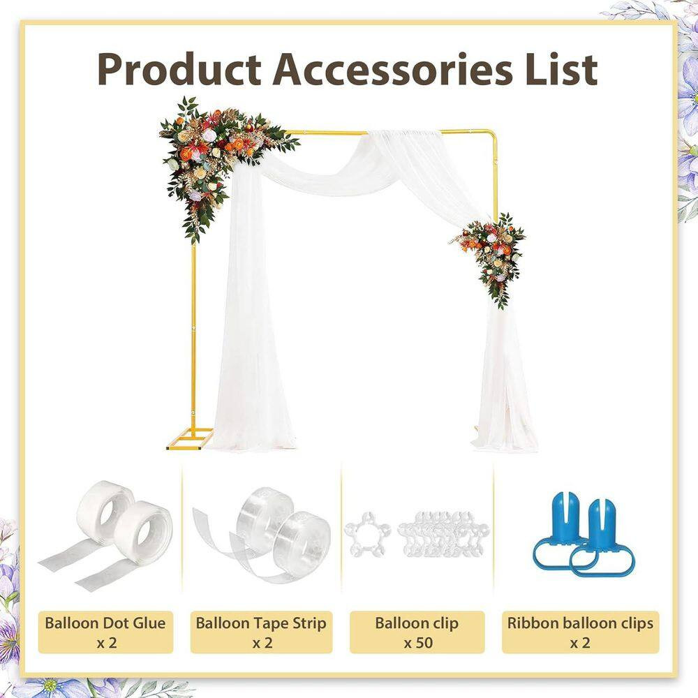 Square Metal Backdrop Stand 6.5 Ft. Adjustable Wedding Arch Rectangle Stand with