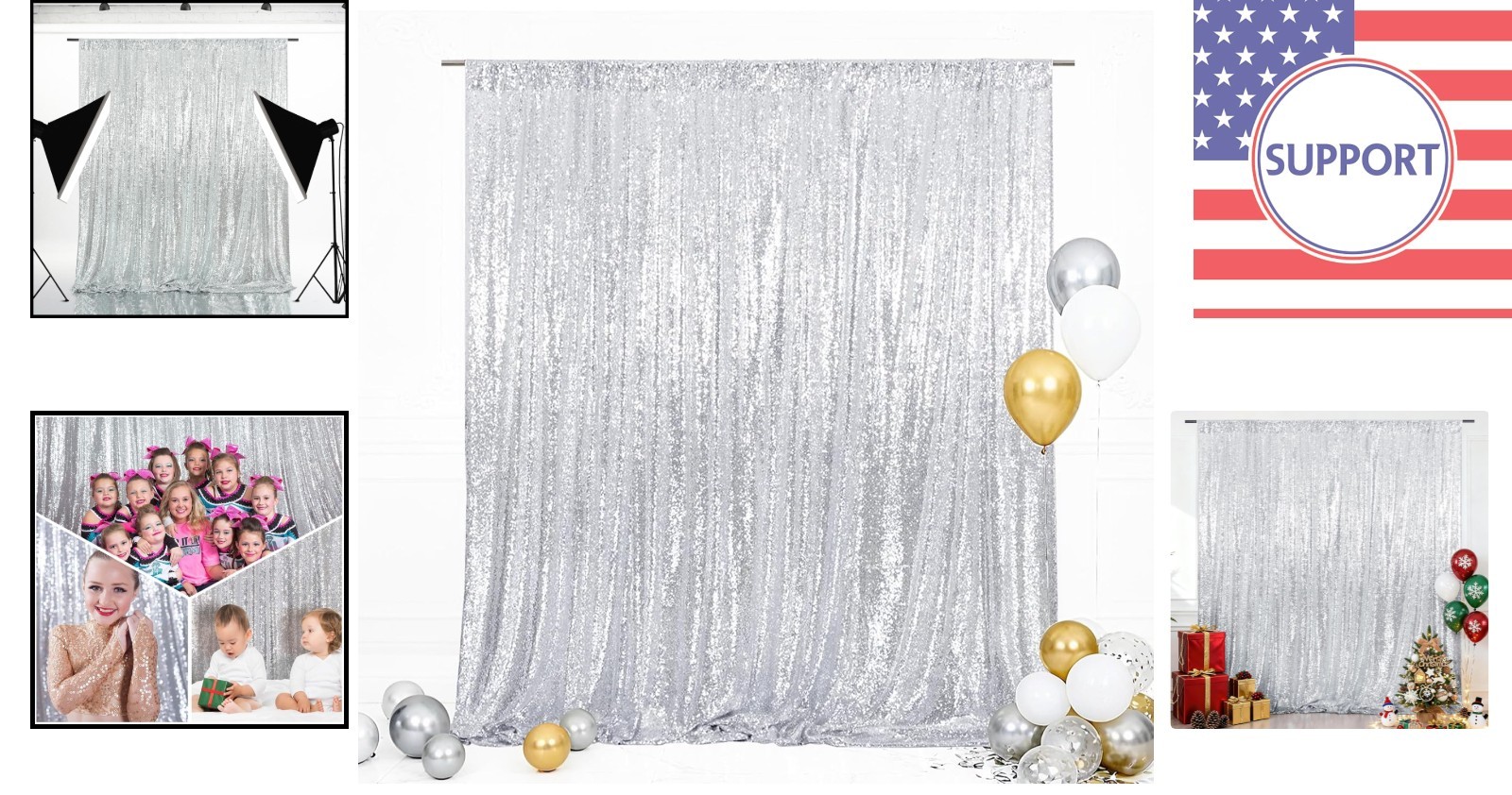 6×6 Ft Glittering Silver Sequin Backdrop for Weddings, Parties & Celebrations