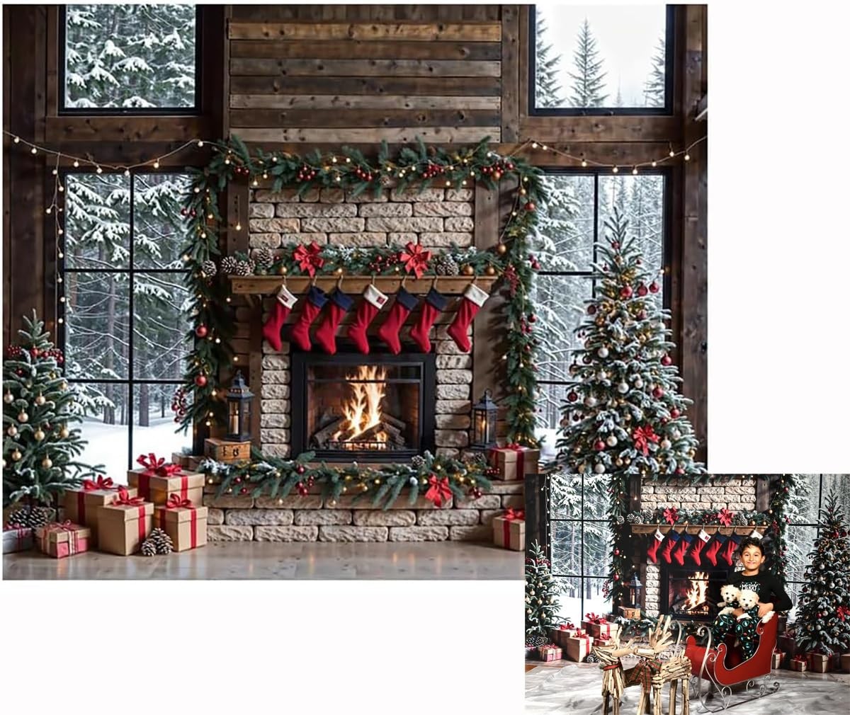 Kate 10x8ft Merry Christmas Backdrops for Photography Xmas 10x8ft, mixcolor