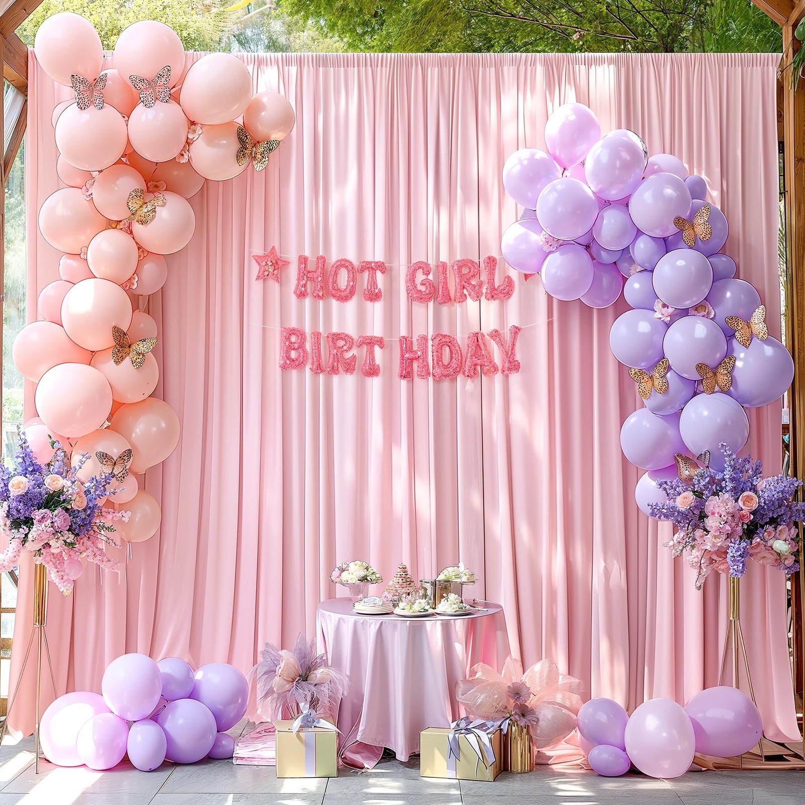 10x10ft Pink Backdrop Curtains for Wedding Parties Free Pink Curtains Photo B…