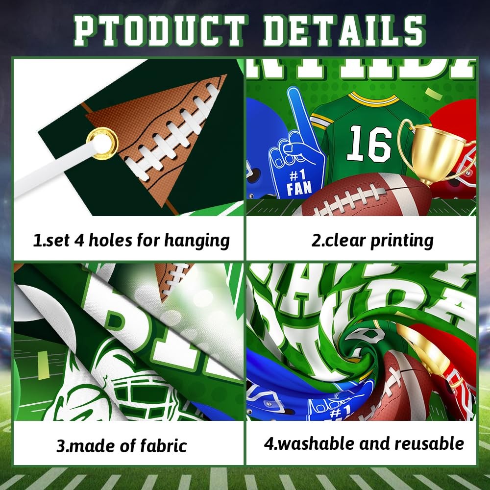 AIBIIN Football Happy Birthday Backdrop Banner Football Party Decorations Bow…
