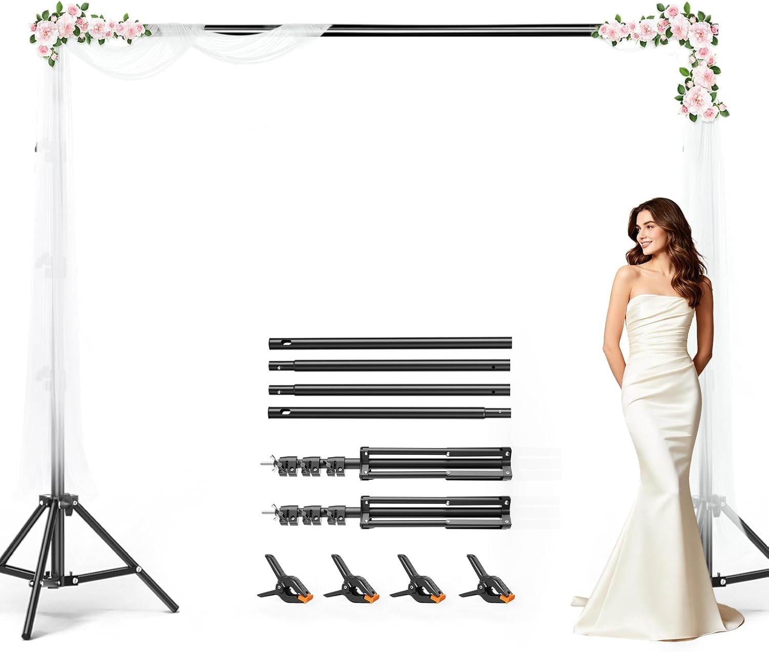 Versatile 6.5×10 FT Backdrop Stand System – Ideal for Photography and Weddings