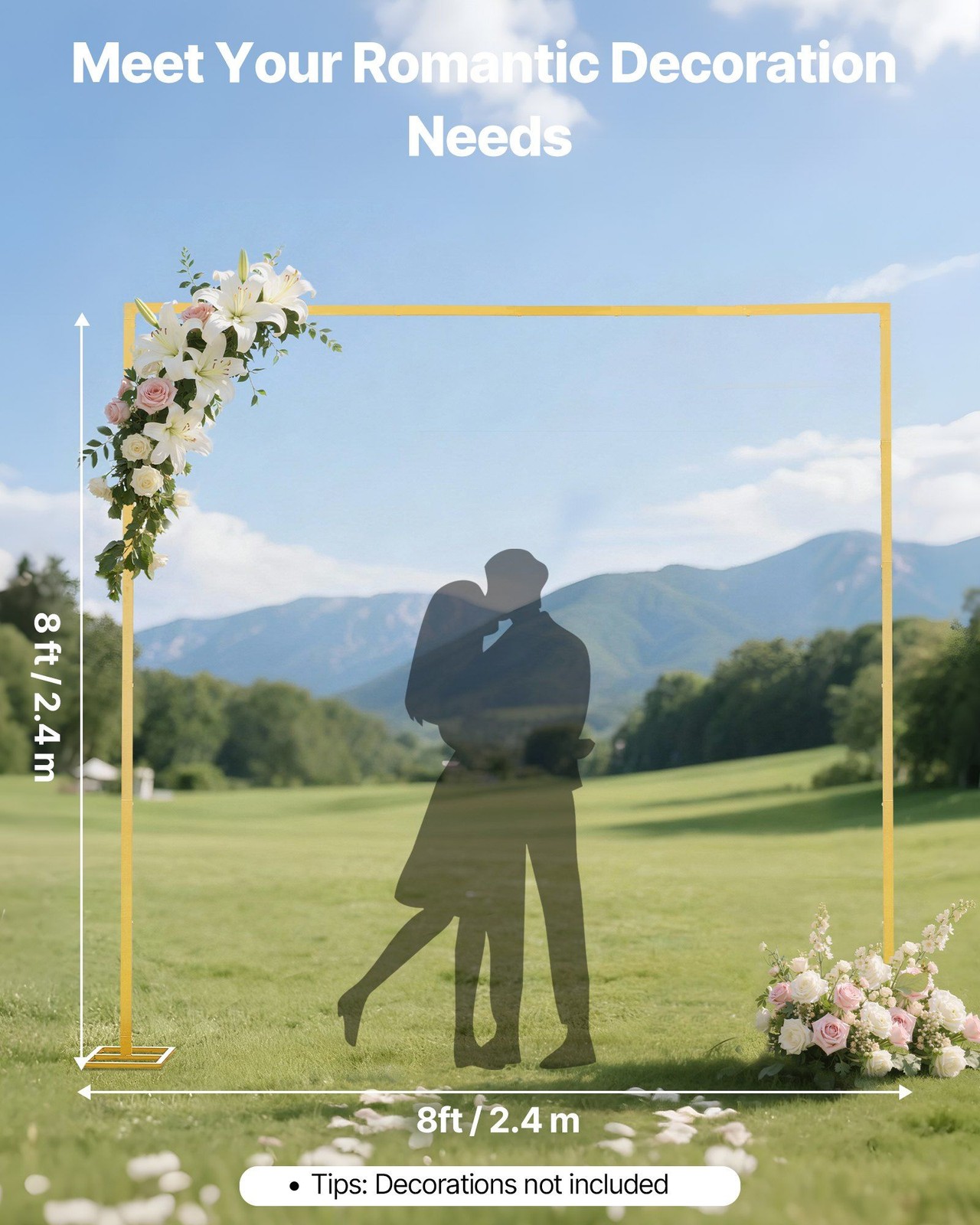 8x8ft Gold Finish Arch Stand with Color-Coded Pieces for Fast Setup