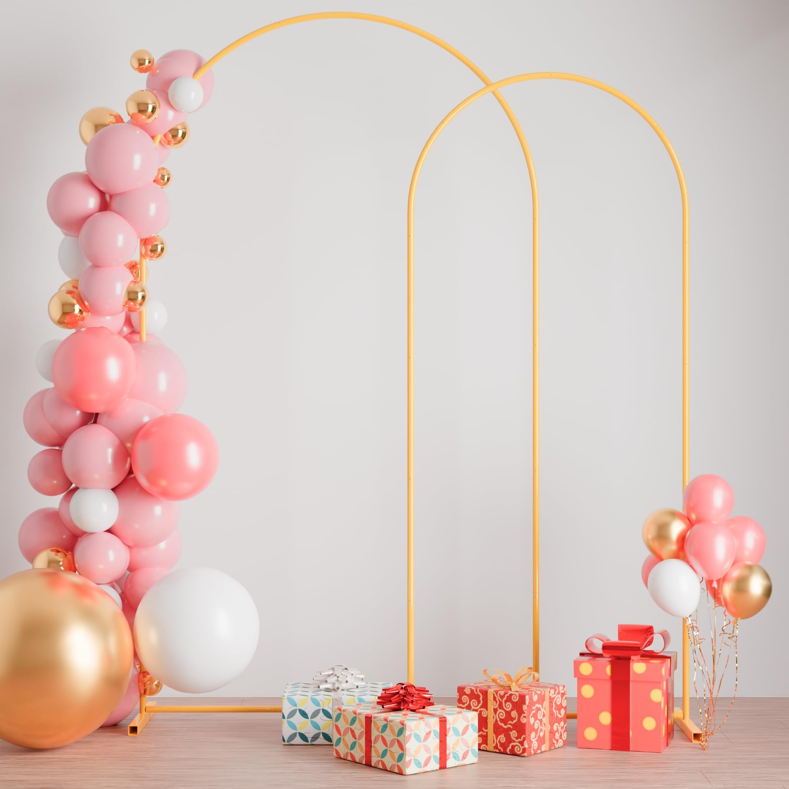 7.2FT+6FT Arch Wedding Arch Backdrop Stand, Heavy Duty Metal Arch Frame for B…
