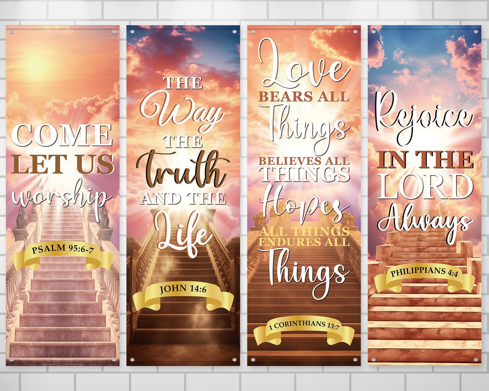 4Pcs Church Banners With Scripture Church Banners for Sanctuary Wall Worship …