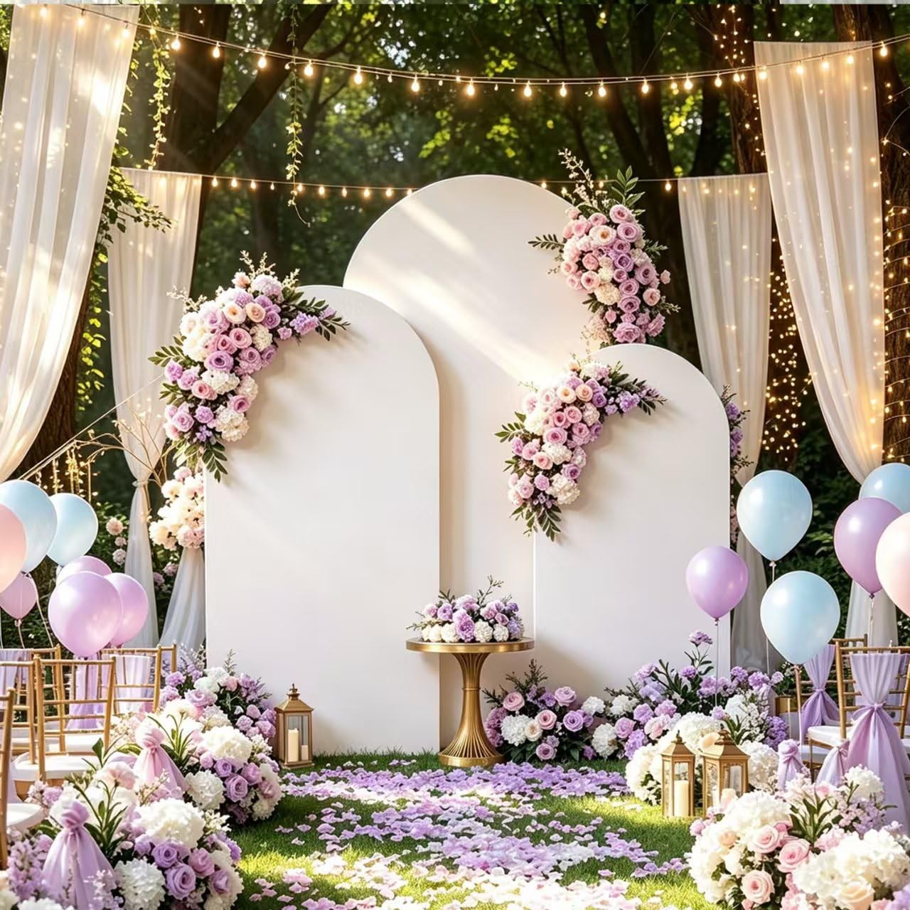 Arch Backdrop Stand and Cover Set (7.2ft,6.6ft,6ft) Metal Arch Frame Stand Go…