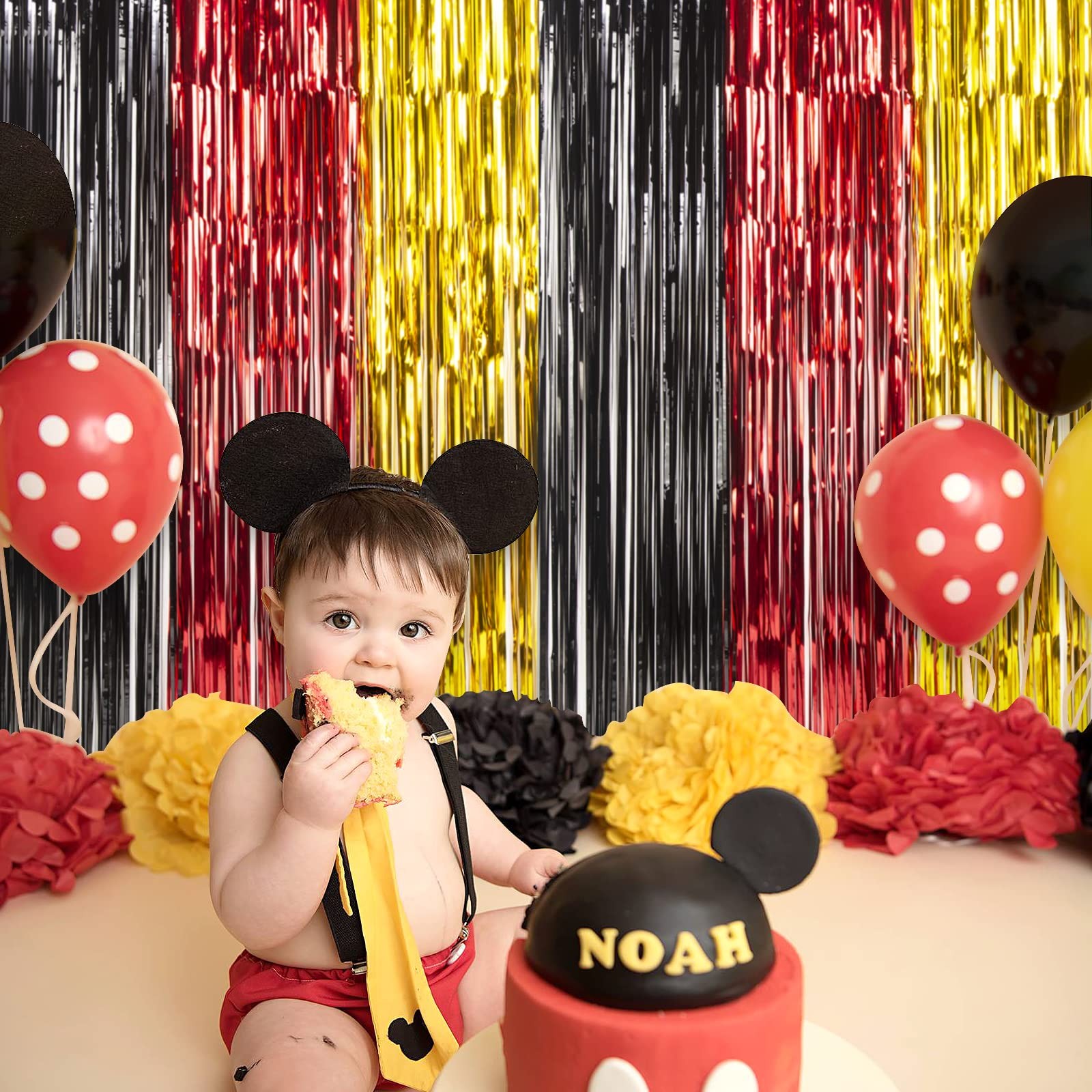 Cartoon Mouse Birthday Party Supplies | Tinsel Foil Fringe Curtains & Props