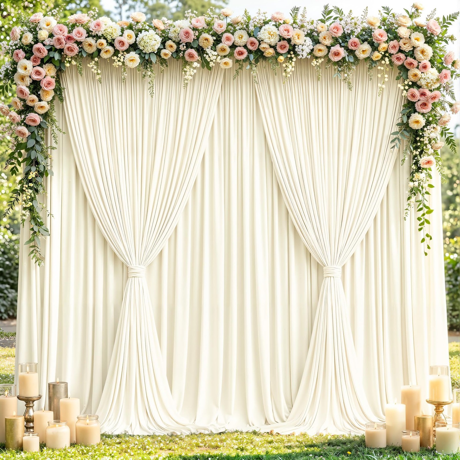10x10ft Ivory Backdrop Curtain Panels Parties Photo Wedding Fabric Drapes