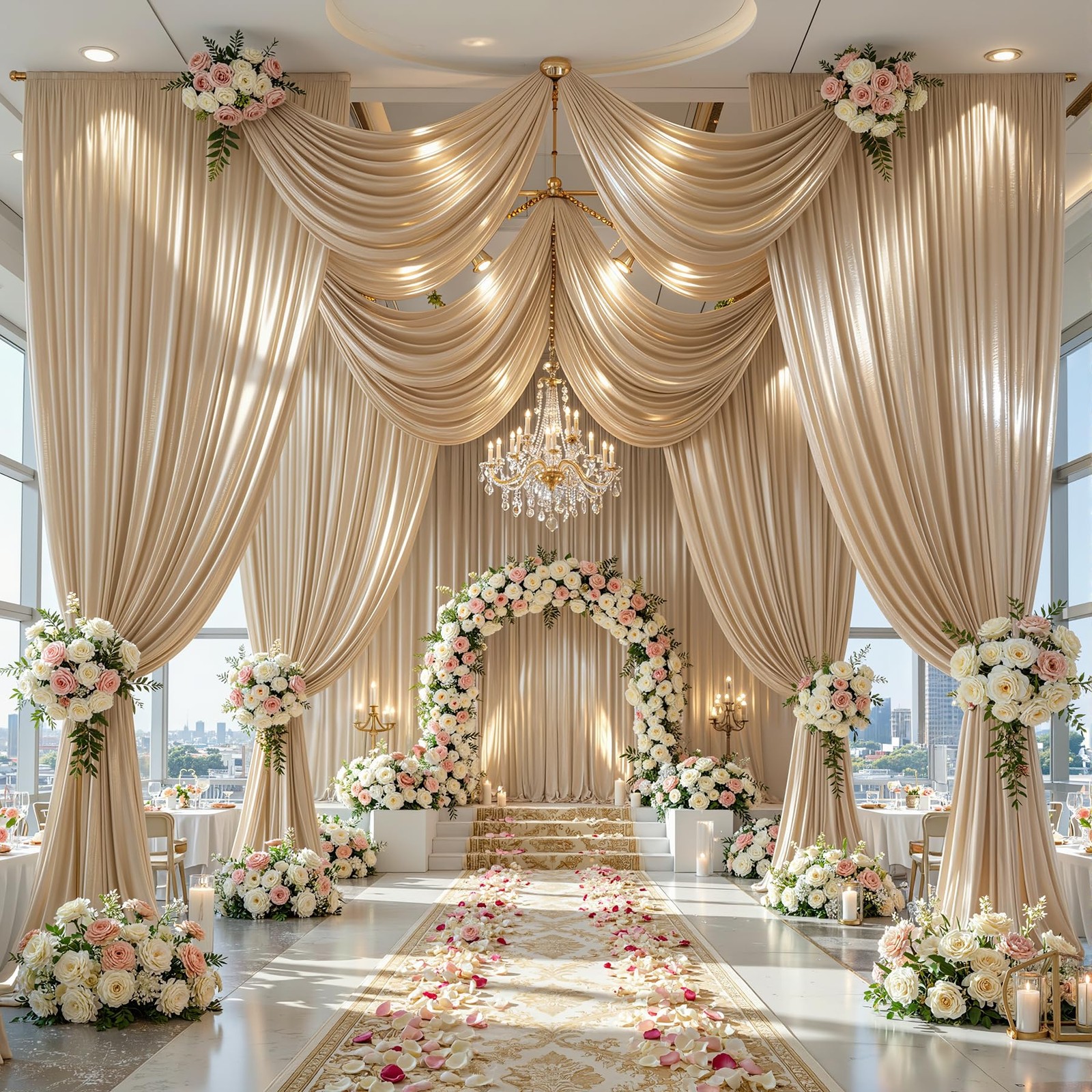 40x10ft Champagne Gold Glitter Backdrop W5 x H10′(8 Panels),
