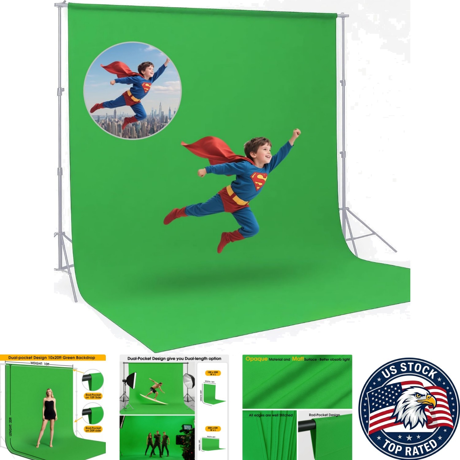 Lightweight 10x20ft Green Screen for Photoshoots & Zoom Meetings – Wrinkle-Free