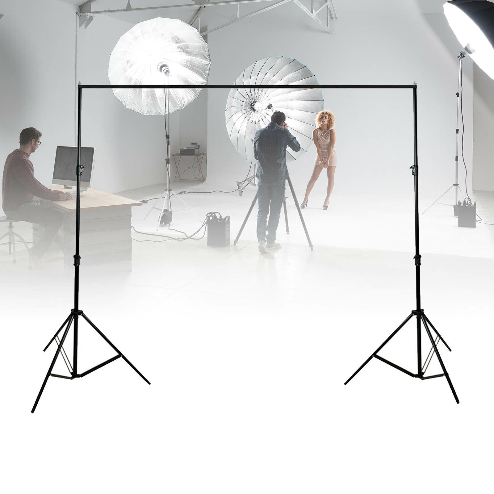 Backdrop Stand Background Stand Kit 6.5 x 6.5 ft for Party & Photo Studio + Case