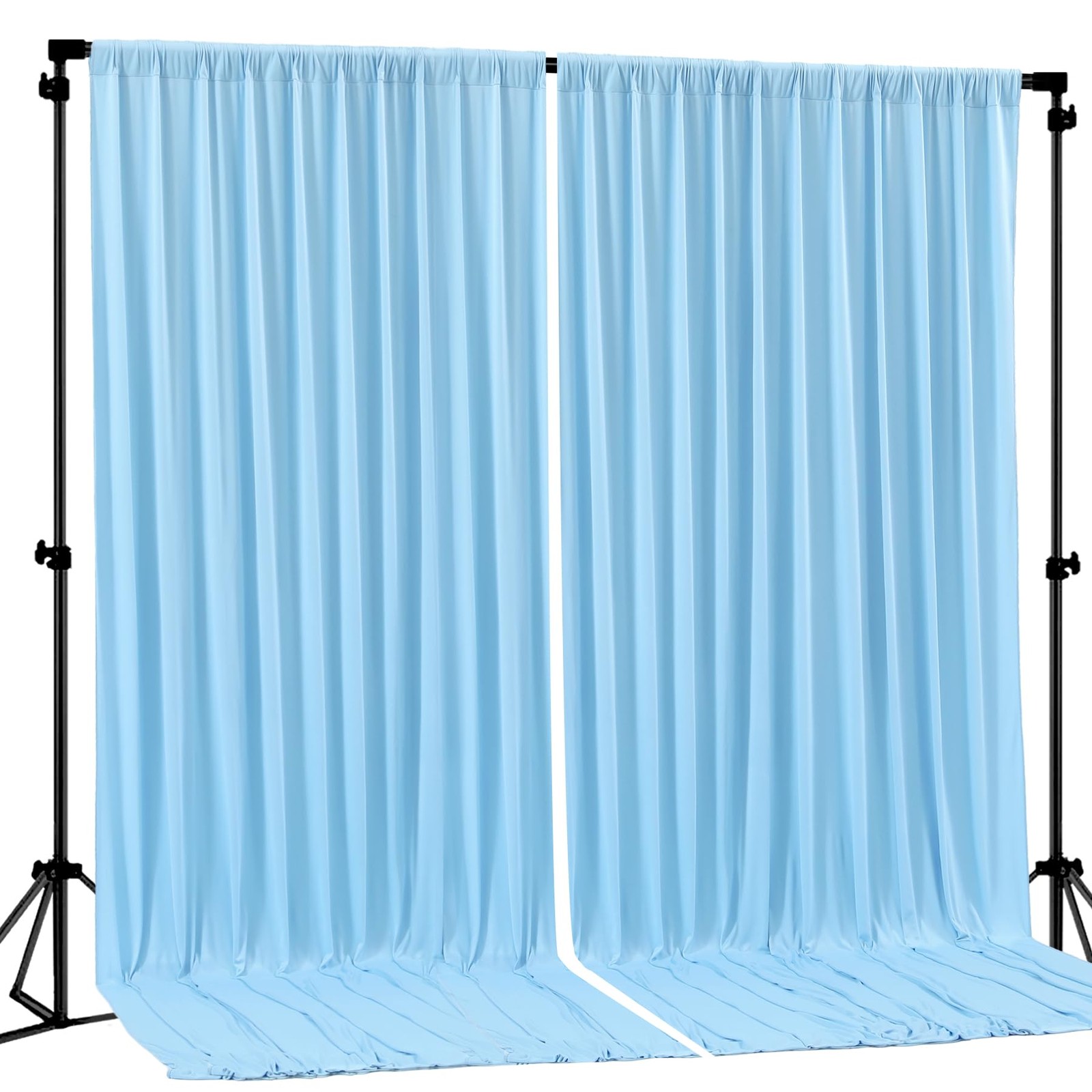 2-Panels 8x10FT Blue Backdrop Curtains Wrinkle-Free Light Blue Polyester